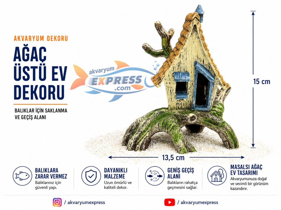 AĞAÇ ÜSTÜ EV AKVARYUM DEKORU ÖZEL TASARIM