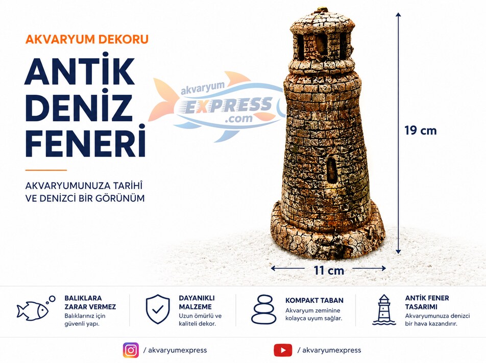 ANTİK DENİZ FENERİ AKVARYUM DEKORU