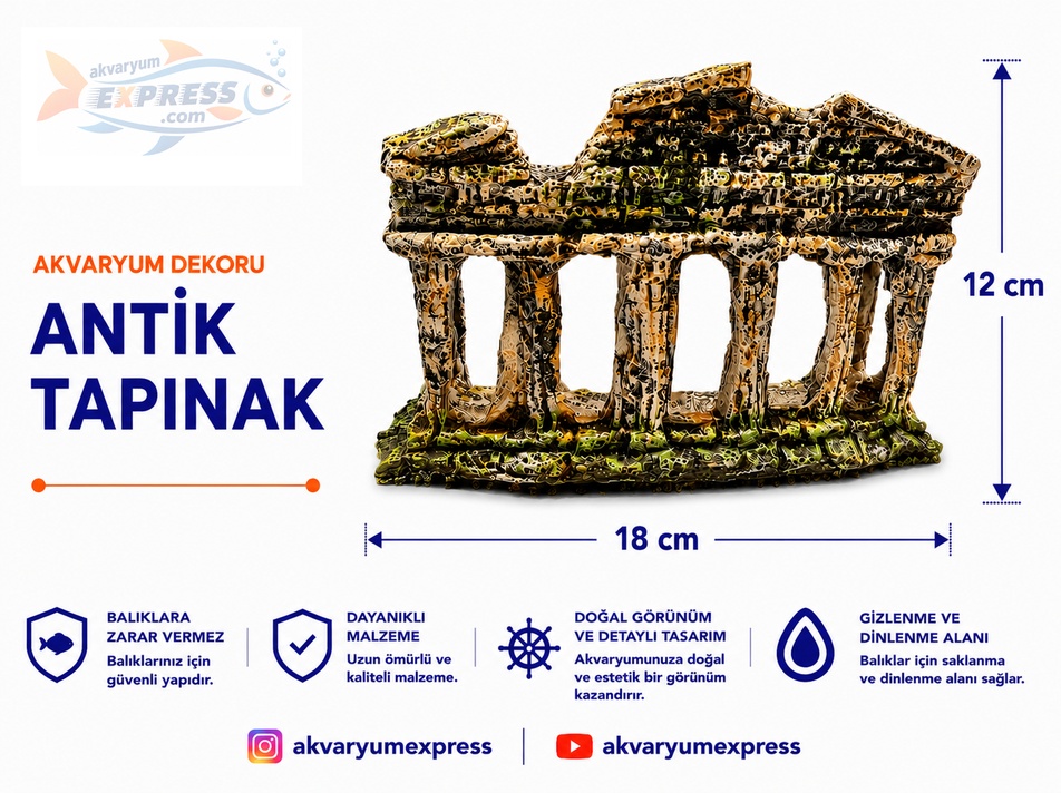 ANTİK TAPINAK AKVARYUM DEKORU