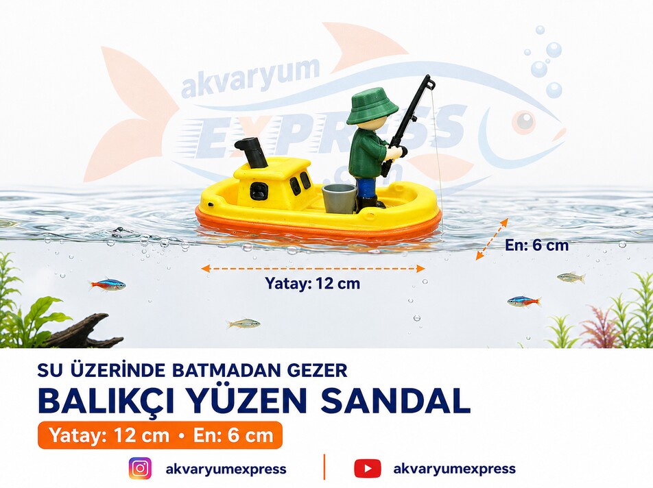 BALIKÇI YÜZEN SANDAL AKVARYUM DEKORU