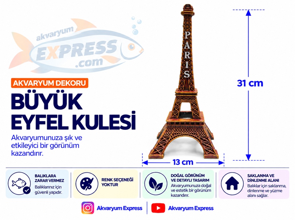 BÜYÜK EYFEL KULESİ AKVARYUM DEKORU