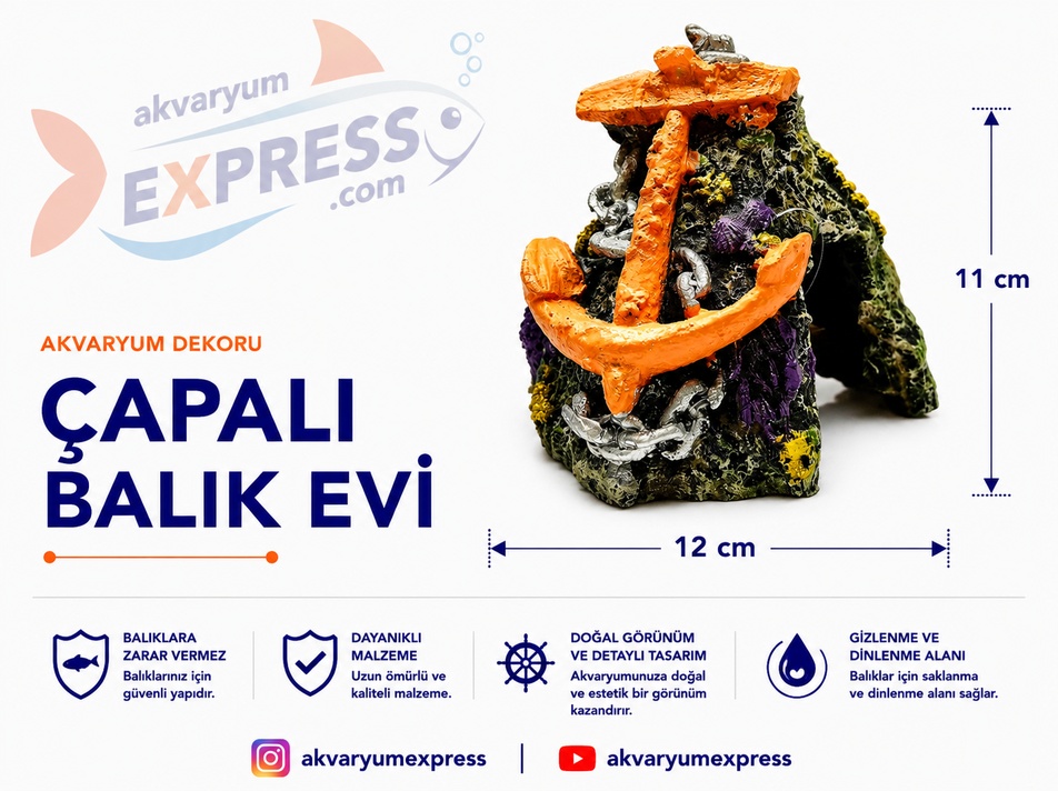 ÇAPALI BALIK EVİ AKVARYUM DEKORU