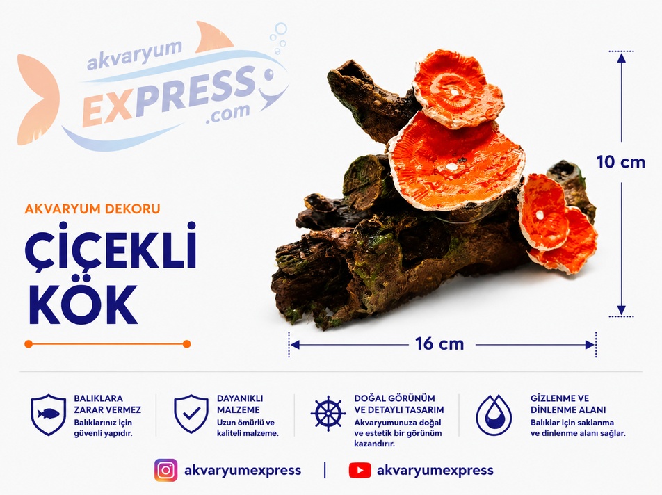ÇİÇEKLİ KÖK AKVARYUM DEKORU