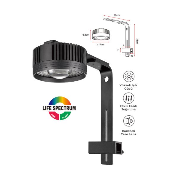COCO 100W ASKI TİP LED AKVARYUM AYDINLATMA 135X55 MM