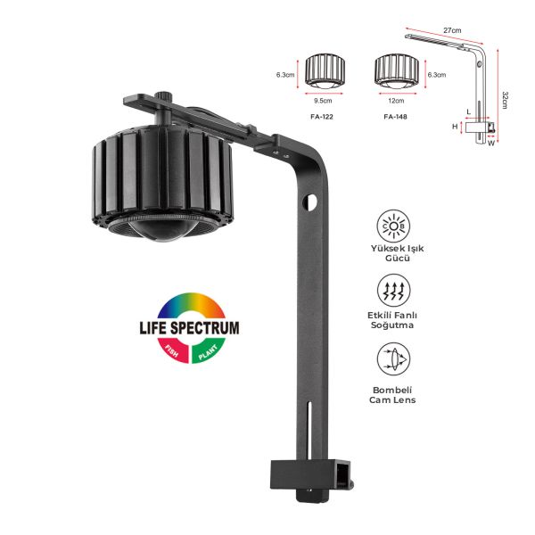 COCO 48W ASKI FANLI LED AKVARYUM AYDINLATMA 120X63 MM