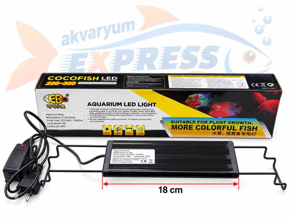 Coco 5W Ultra İnce Akvaryum Aydınlatma Kapak 34-45CM AKVARYUMLARA UYGUNDUR