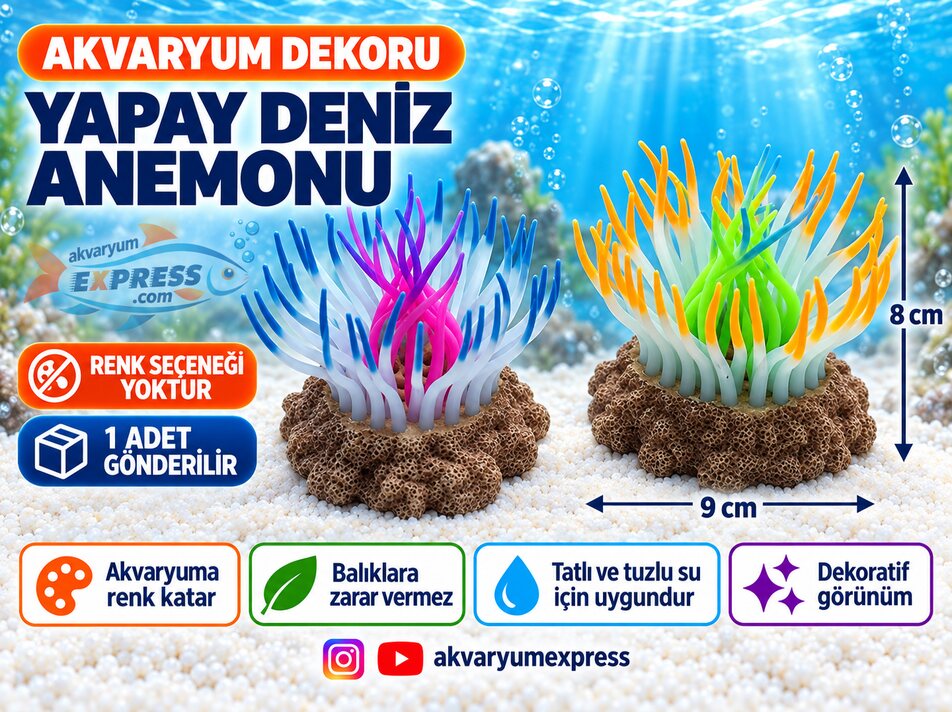 YAPAY DENİZ ANEMONU AKVARYUM DEKORU