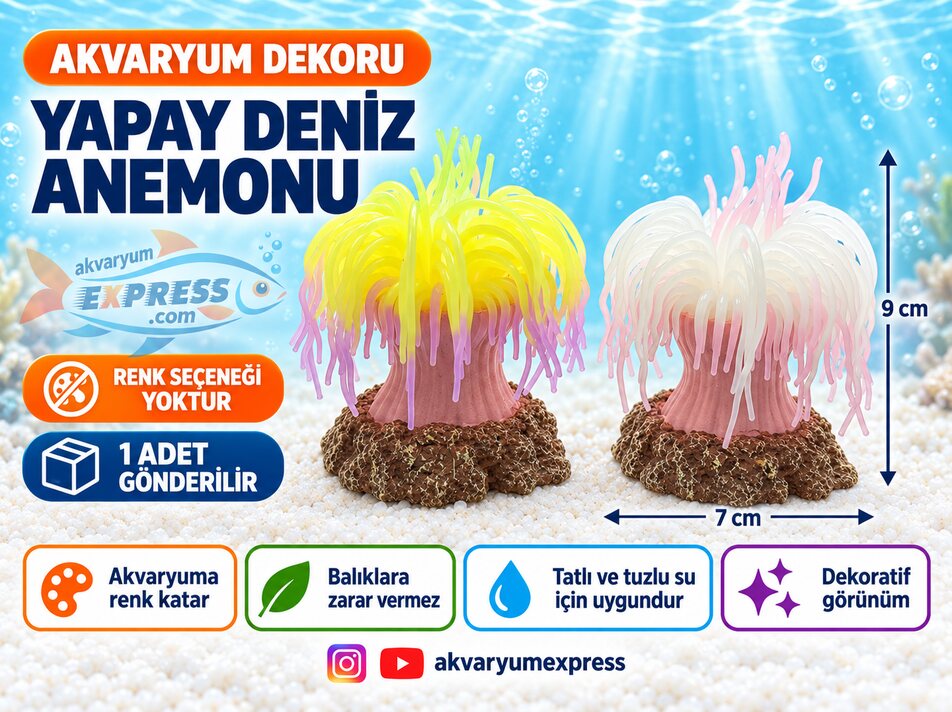 YAPAY DENİZ ANEMONU AKVARYUM DEKORU