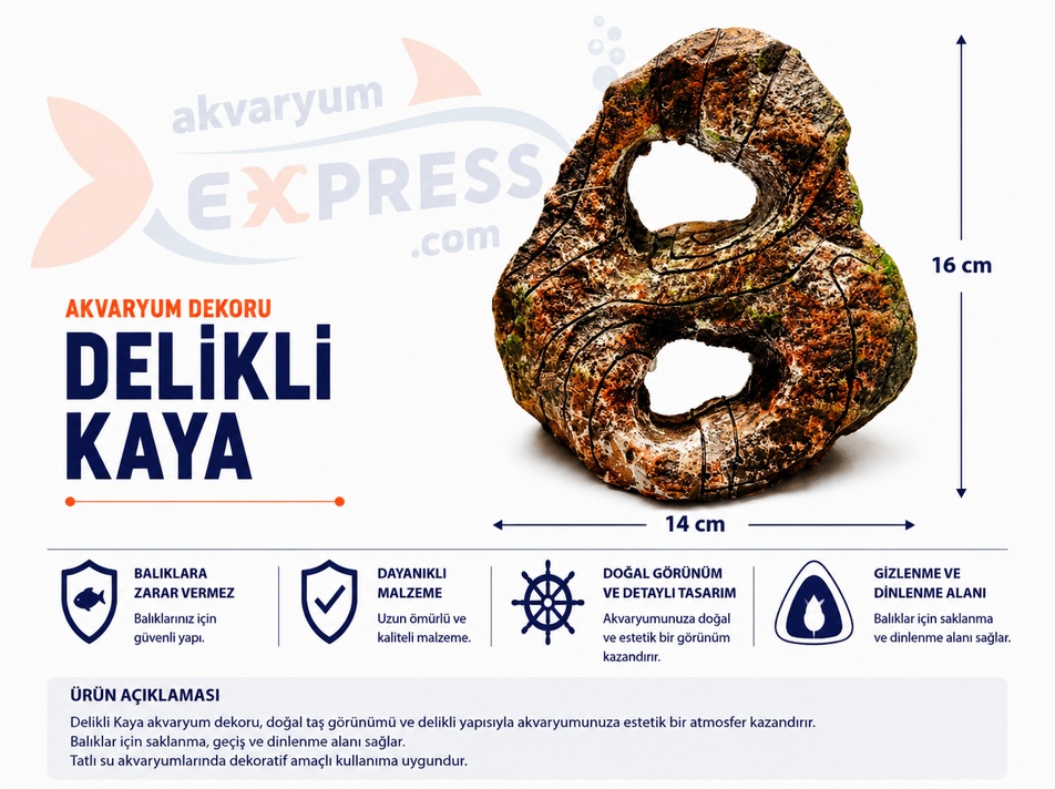 DELİKLİ KAYA YAPAY AKVARYUM DEKORU