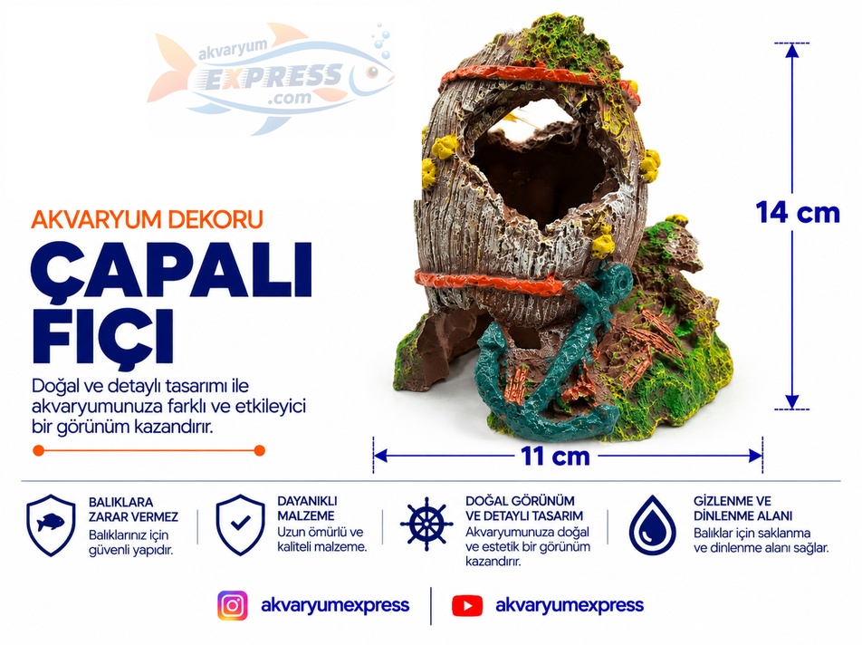 DİK ANFORALI FIÇI AKVARYUM DEKORU