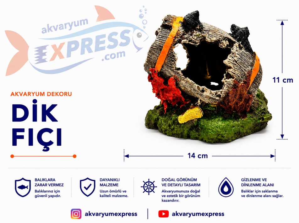 DİK FIÇI AKVARYUM DEKORU