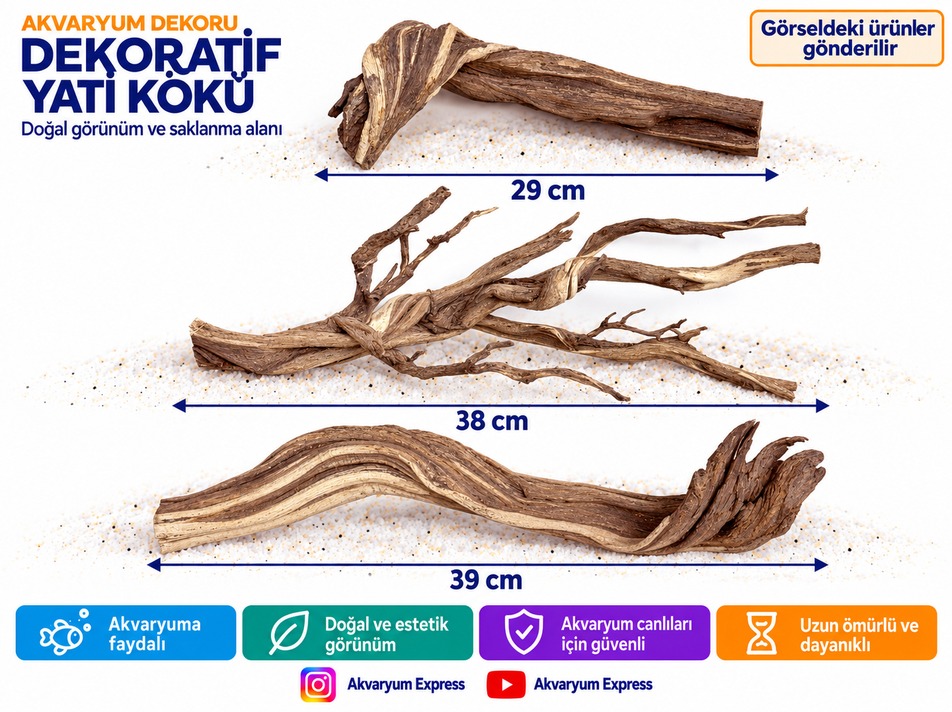 DOĞAL DEKORATİF RİBBED WOOD YATİ AKVARYUM DEKORU 3 PARÇA