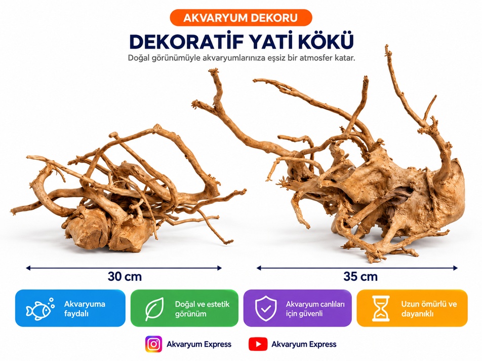 DOĞAL DEKORATİF YATİ KÖKÜ AKVARYUM DEKORU 2 PARÇA