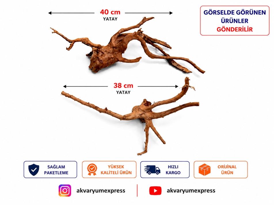 DOĞAL DEKORATİF YATİ KÖKÜ AKVARYUM DEKORU 2 PARÇA