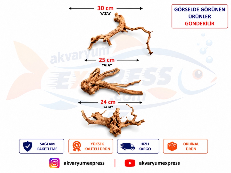 DOĞAL DEKORATİF YATİ KÖKÜ AKVARYUM DEKORU 3 ADET