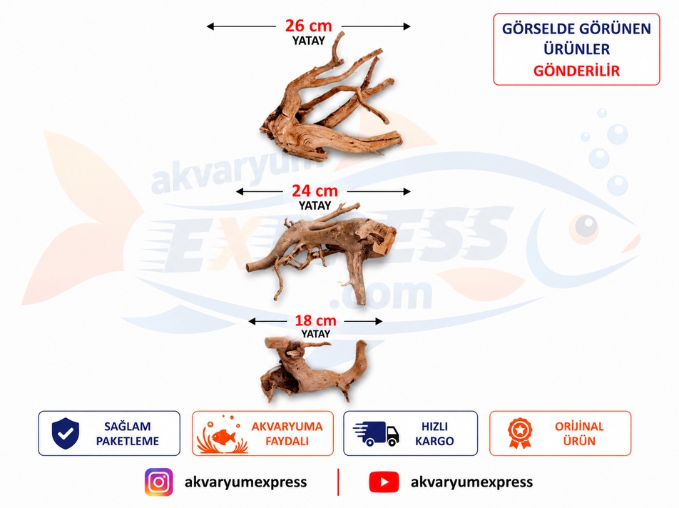 DOĞAL DEKORATİF YATİ KÖKÜ AKVARYUM DEKORU 3 PARÇA