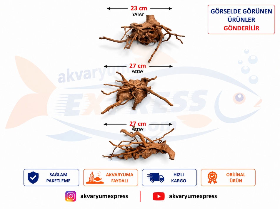 DOĞAL DEKORATİF YATİ KÖKÜ AKVARYUM DEKORU 3PARÇA