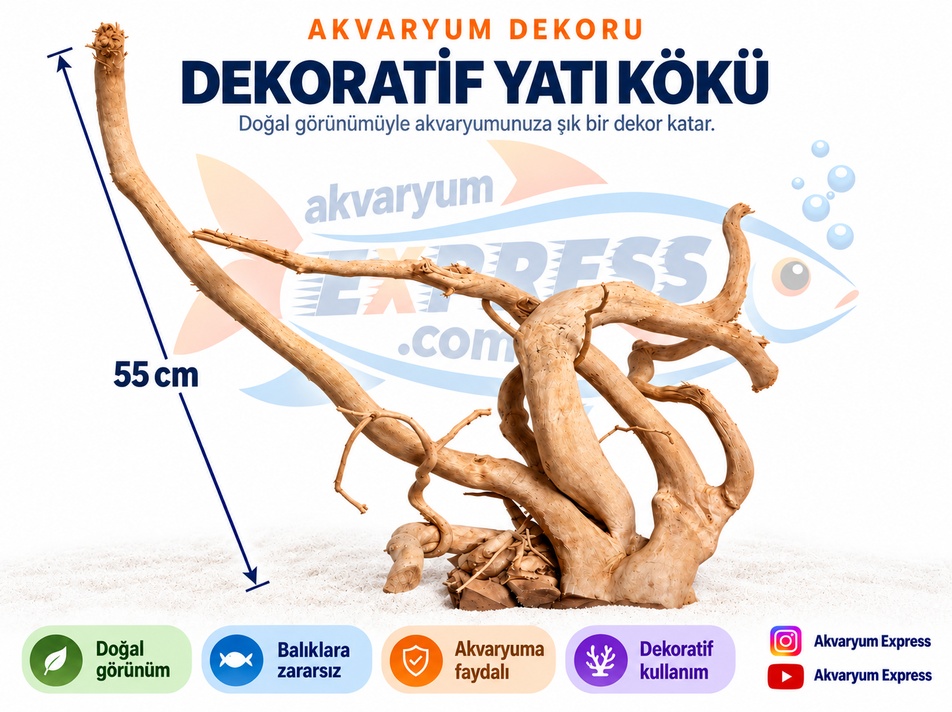 DOĞAL DEKORATİF YATİ KÖKÜ AKVARYUM DEKORU XL MODEL
