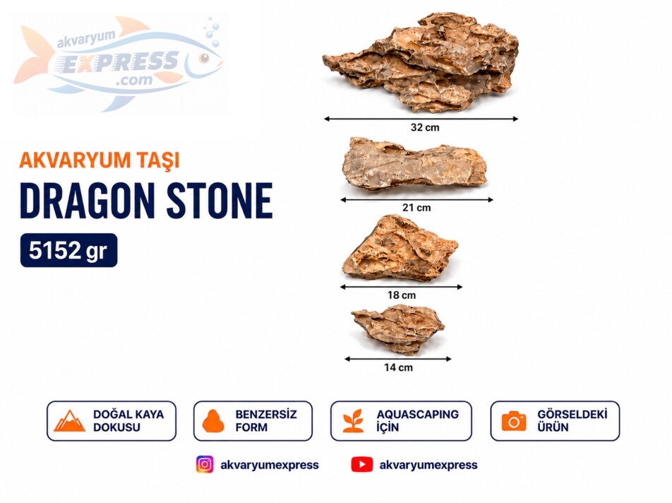 DRAGON STONE DOĞAL DEKORATİF AKVARYUM TAŞI