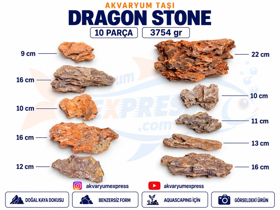 DRAGON STONE DOĞAL DEKORATİF AKVARYUM TAŞI (GÖRSELDEKİ GÖNDERİLİR)