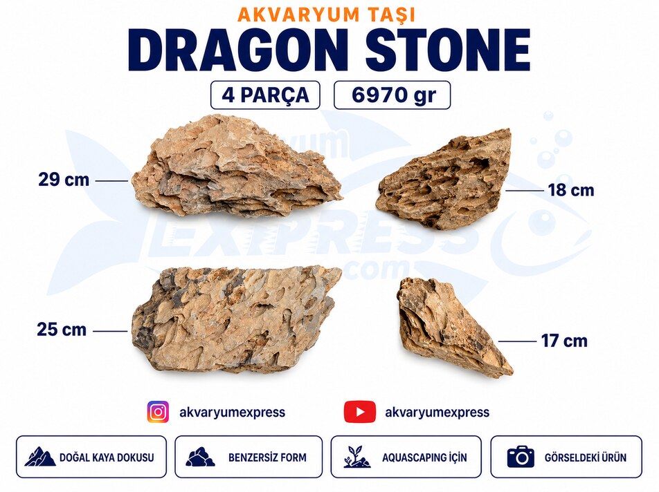 Dragon Stone Doğal Dekoratif Akvaryum Taşı ( görseldeki gönderilir)
