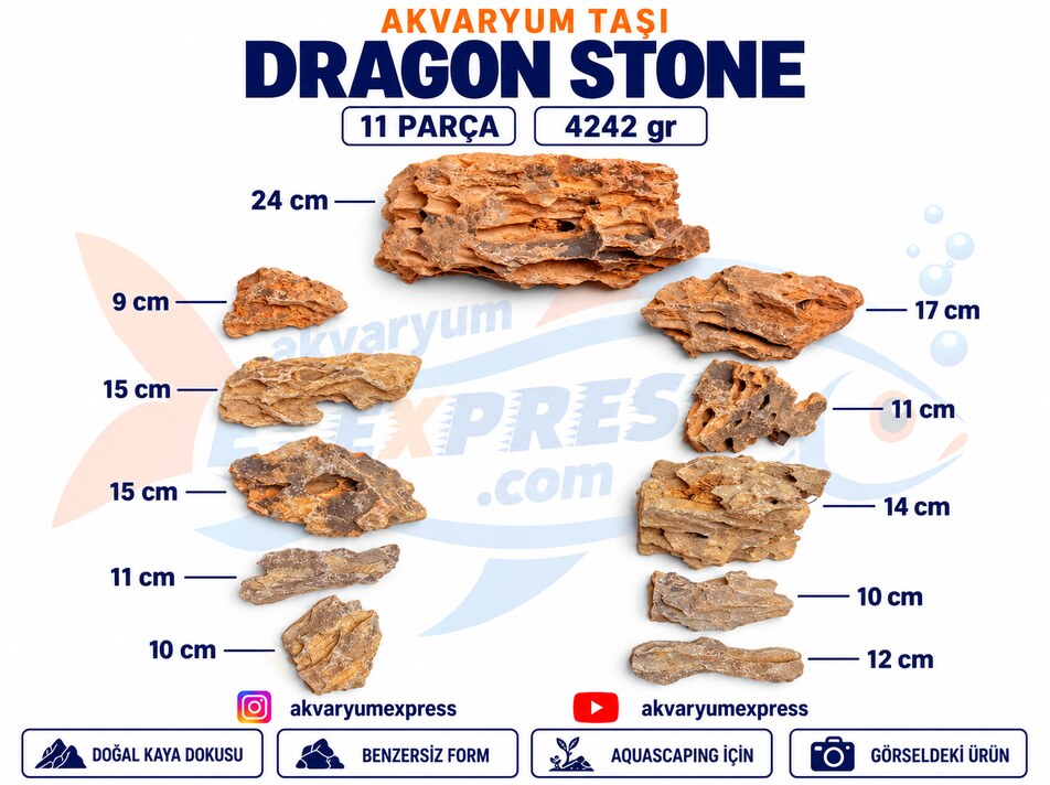 Dragon Stone Doğal Dekoratif Akvaryum Taşı ( görseldeki gönderilir)