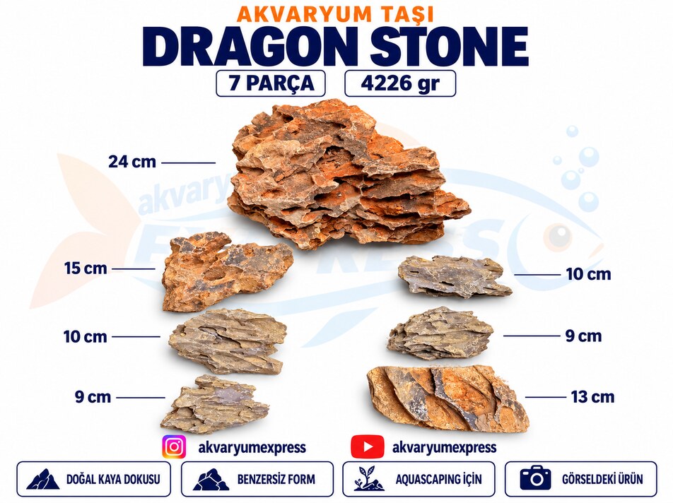 Dragon Stone Doğal Dekoratif Akvaryum Taşı ( görseldeki gönderilir)