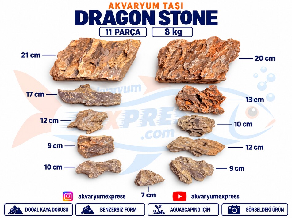 DRAGON STONE DOĞAL DEKORATİF AKVARYUM TAŞI (GÖRSELDEKİ GÖNDERİLİR)