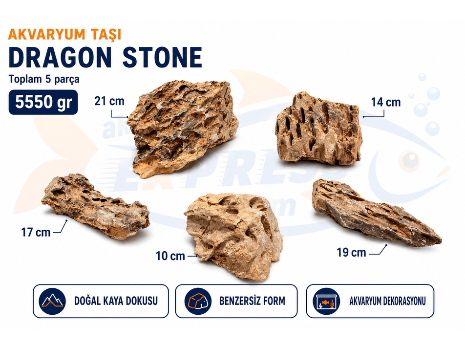 DRAGON STONE DOĞAL DEKORATİF AKVARYUM TAŞI (GÖRSELDEKİ GÖNDERİLİR)