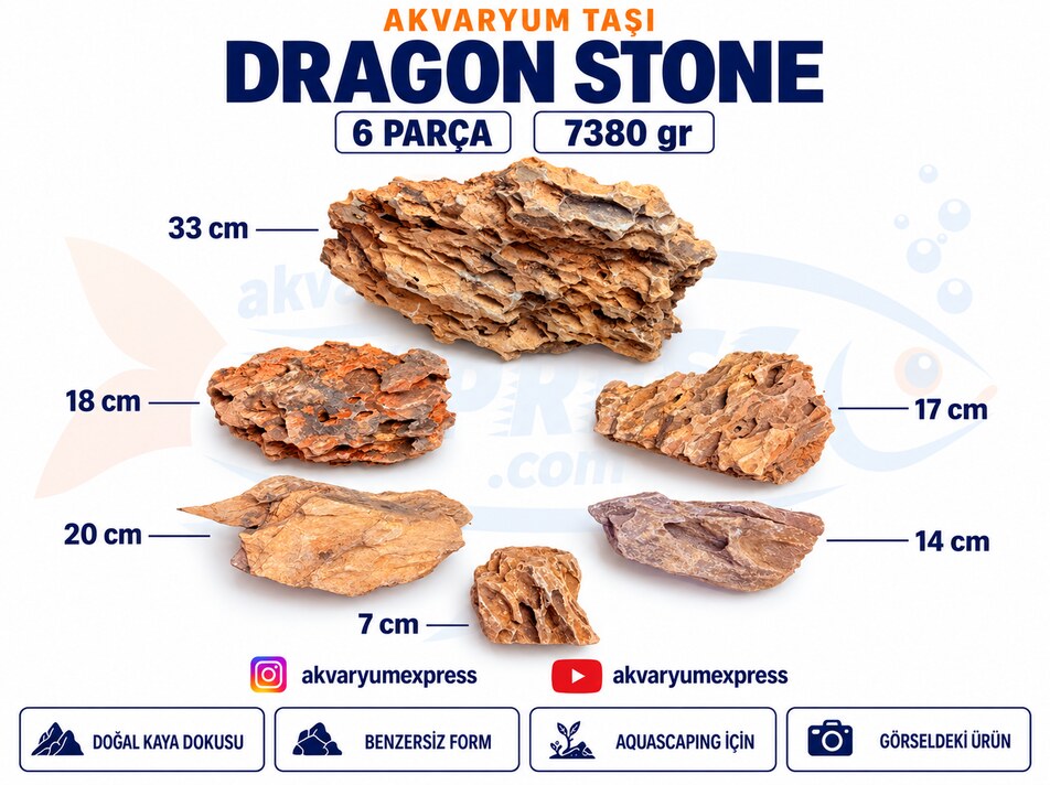 DRAGON STONE DOĞAL DEKORATİF AKVARYUM TAŞI (GÖRSELDEKİ GÖNDERİLİR)
