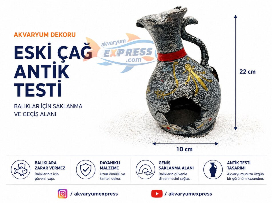 ESKİ ÇAĞ ANTİK TESTİ AKVARYUM DEKORU