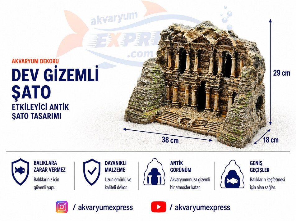 GİZEMLİ ŞATO DEV AKVARYUM DEKORU (Mağazadan satılır)