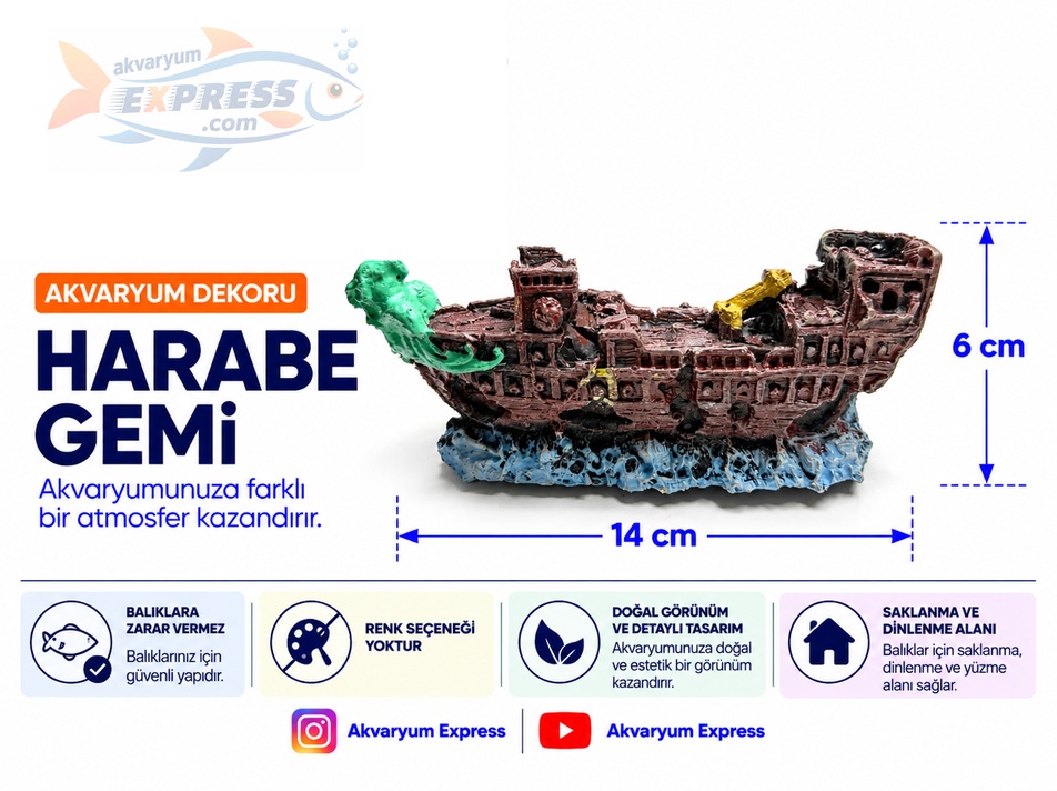 HARABE GEMİ AKVARYUM DEKORU