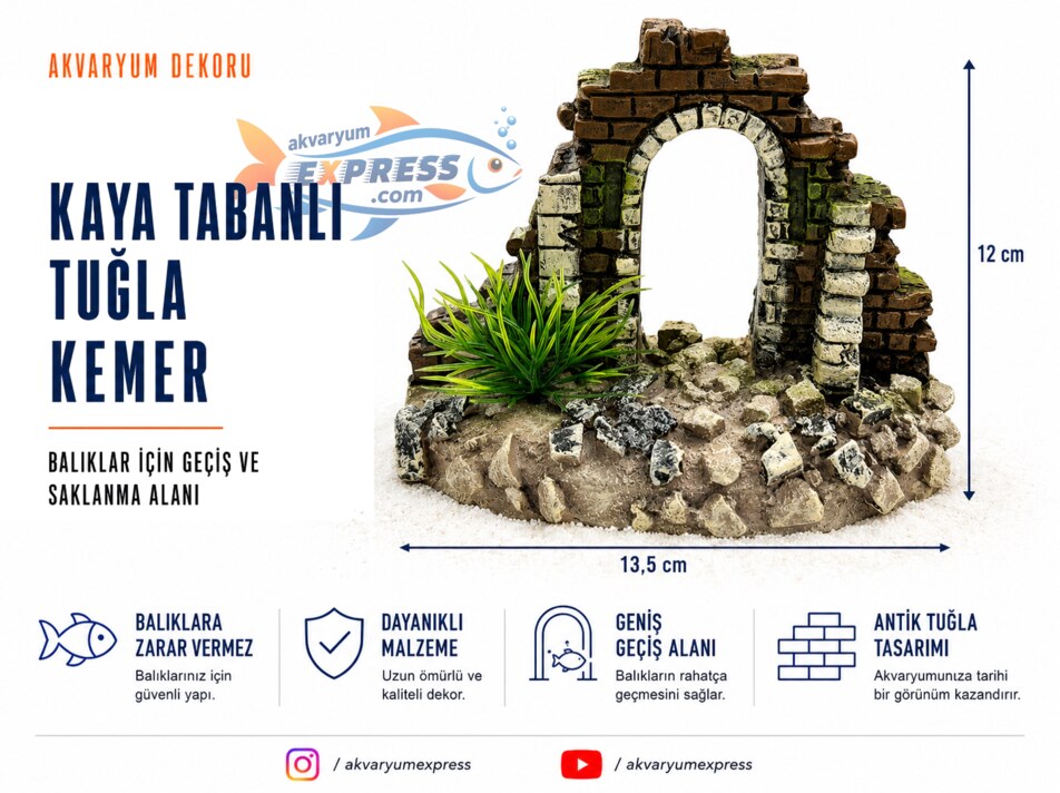 KAYA TABANLI TUĞLA KEMER AKVARYUM DEKORU ÖZEL TASARIM