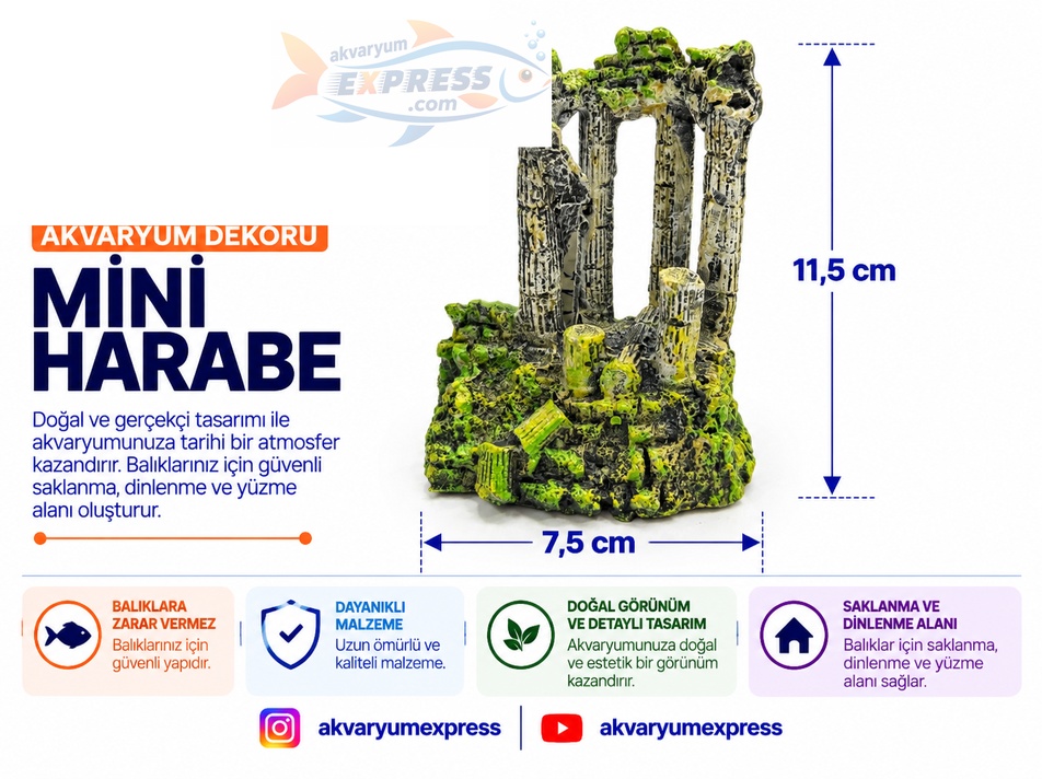 MİNİ HARABE AKVARYUM DEKORU