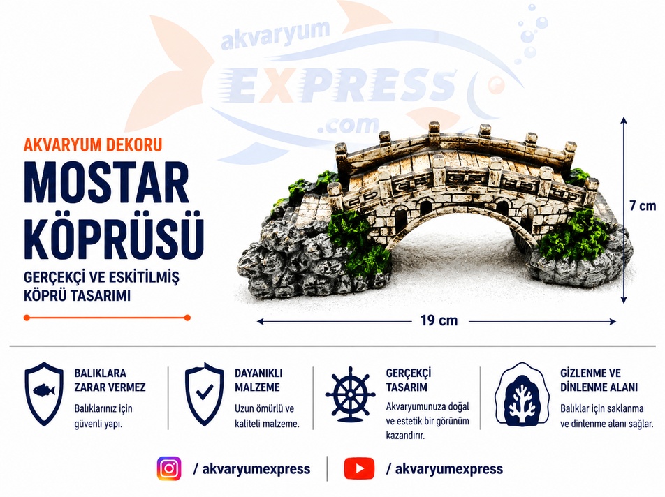 MOSTAR KÖPRÜSÜ AKVARYUM DEKORU