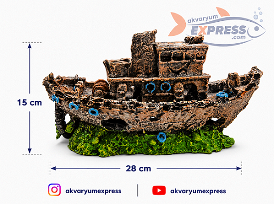 ORTA BOY BALIKÇI TEKNESİ AKVARYUM DEKORU GEMİ