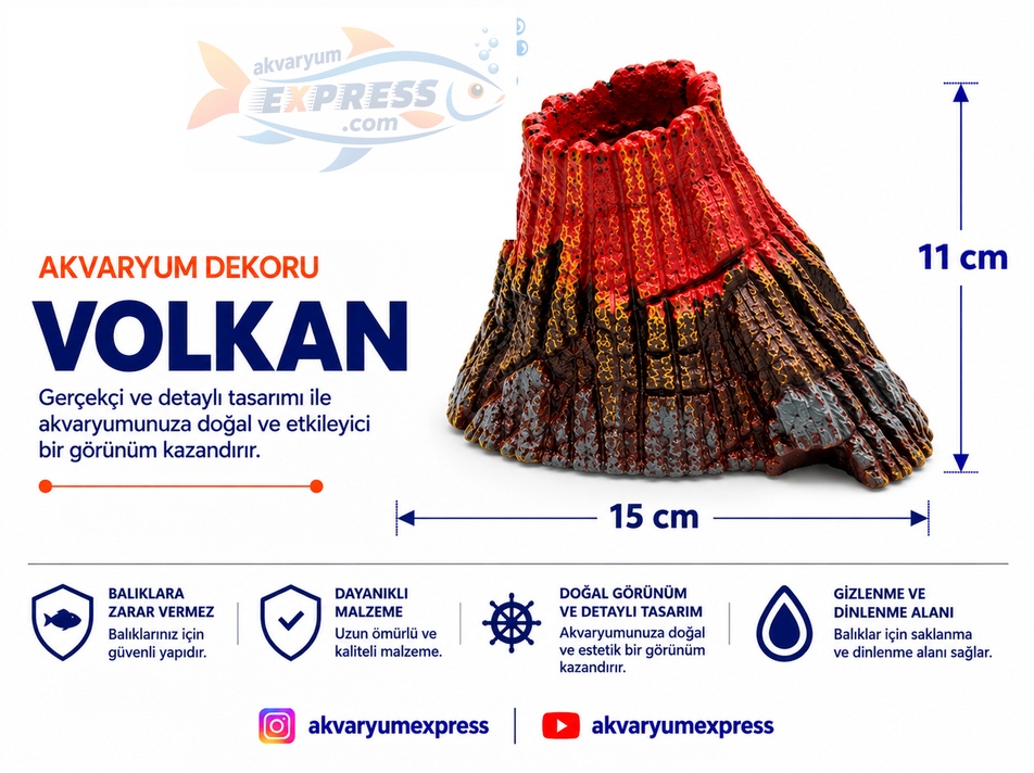 ORTA BOY VOLKAN AKVARYUM DEKORU