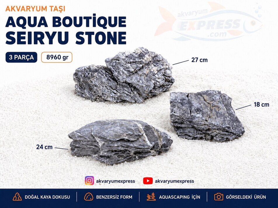 QUA BOUTİQUE SEIRYU STONE DOĞAL DEKORATİF AKVARYUM TAŞI (GÖRSELDEKİ GÖNDERİLİR)