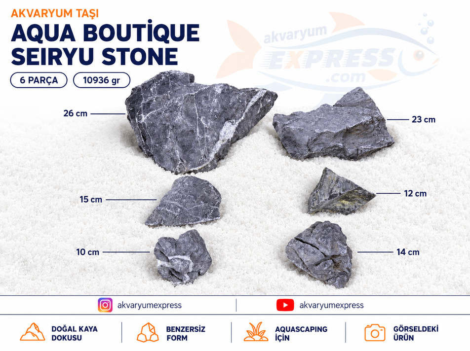 QUA BOUTİQUE SEIRYU STONE DOĞAL DEKORATİF AKVARYUM TAŞI (GÖRSELDEKİ GÖNDERİLİR)