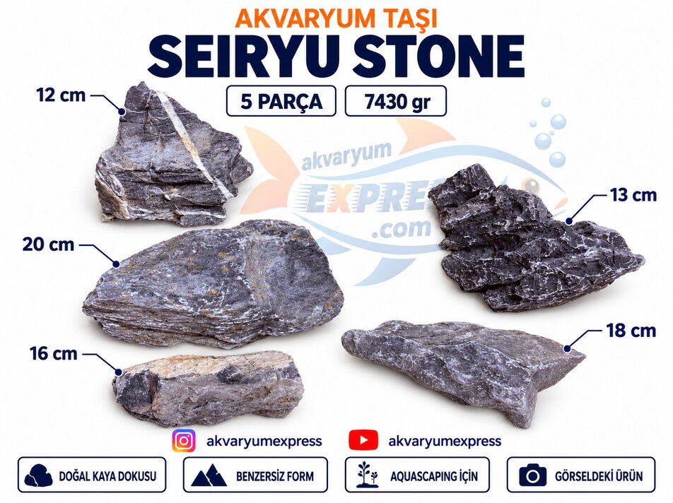 QUA BOUTİQUE SEIRYU STONE DOĞAL DEKORATİF AKVARYUM TAŞI (GÖRSELDEKİ GÖNDERİLİR)