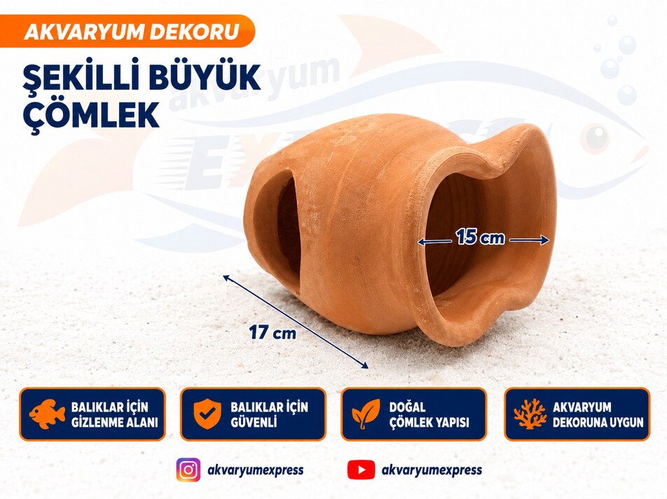 ŞEKİLLİ BÜYÜK ÇÖMLEK AKVARYUM DEOKORU