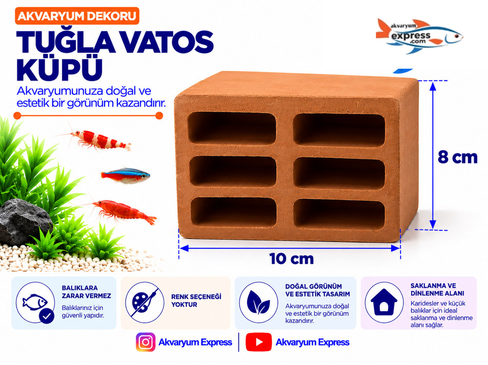 TUĞLA VATOS KÜPÜ ÇÖMLEK AKVARYUM DEKORU