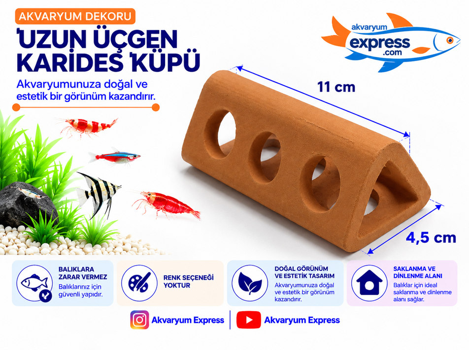 UZUN ÜÇGEN KARİDES KÜPÜ ÇÖMLEK AKVARYUM DEKORU