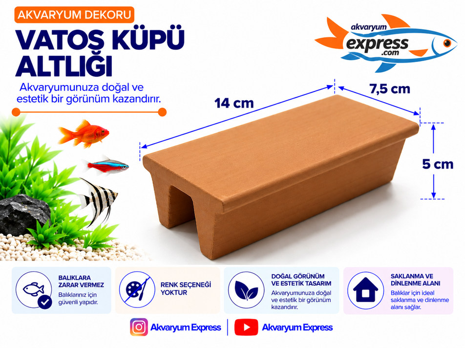 VATOS KÜPÜ ATLIĞI ÇÖMLEK AKVARYUM DEKORU YAVRU BALIK SAKLANMA ALANI