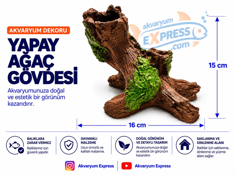 YAPAY AĞAÇ GÖVDESİ AKVARYUM DEKORU
