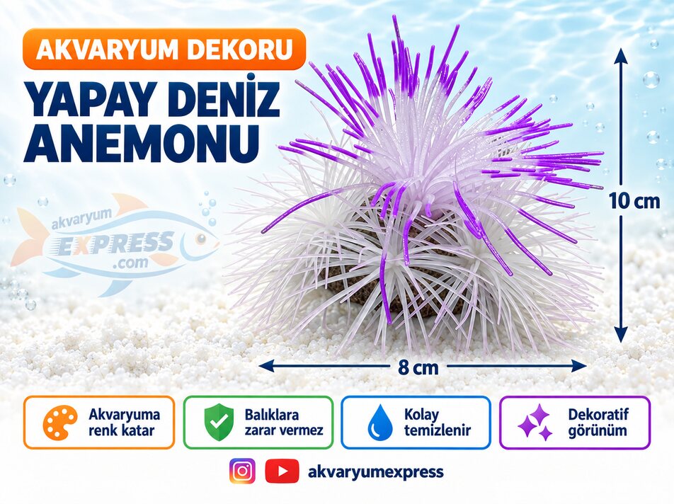 YAPAY DENİZ ANEMONU AKVARYUM DEKORU