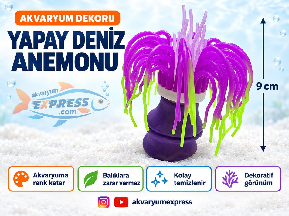 YAPAY DENİZ ANEMONU AKVARYUM DEKORU