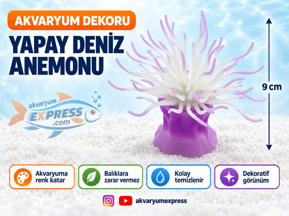 YAPAY DENİZ ANEMONU AKVARYUM DEKORU