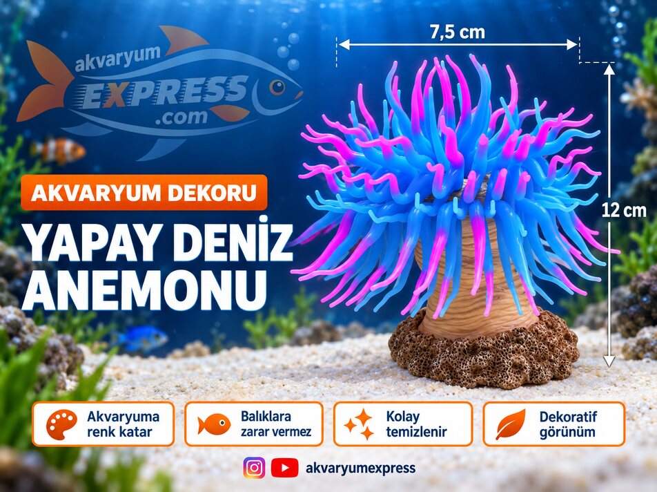 YAPAY DENİZ ANEMONU AKVARYUM DEKORU